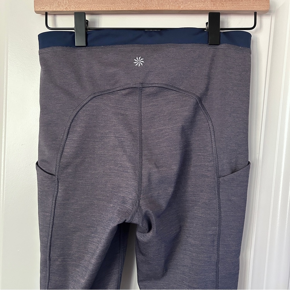 Athleta Ultimate Stash Pocket 7/8 Black Tight Sz Small Heathered Indigo Blue - Picture 5 of 8